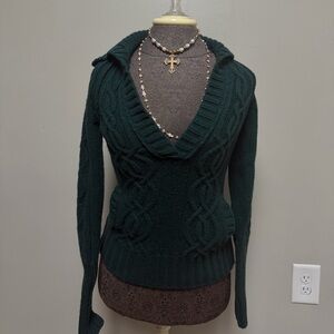 Vintage y2k American Eagle Outfitters Deep Green V-Neck Sweater